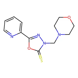 3-(morpholinomethyl)-5-(2-pyridinyl)-1,3,4-oxadiazole-2(3H)-thione structure