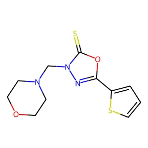3-(morpholinomethyl)-5-(2-thienyl)-1,3,4-oxadiazole-2(3H)-thione structure