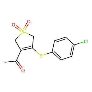 3-acetyl-4-[(4-chlorophenyl)sulfanyl]-2,5-dihydro-1H-1lambda~6~-thiophene-1,1-dione structure