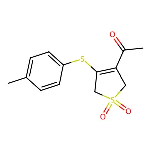 3-acetyl-4-[(4-methylphenyl)sulfanyl]-2,5-dihydro-1H-1lambda~6~-thiophene-1,1-dione structure