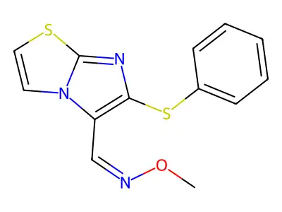 N-methoxy-1-(6-phenylsulfanylimidazo[2,1-b][1,3]thiazol-5-yl)methanimine structure