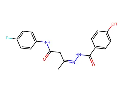 4-Hydroxybenzoic acid 2-[3-[(4-fluorophenyl)amino]-1-methyl-3-oxopropylidene]hydrazide structure
