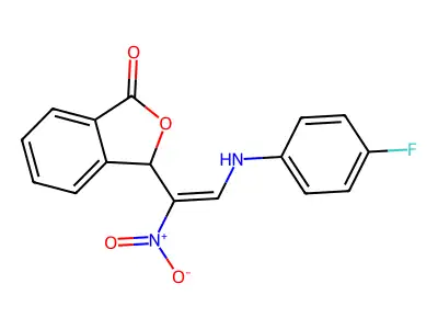 3-[2-(4-fluoroanilino)-1-nitroethenyl]-3H-2-benzofuran-1-one structure