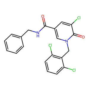 N-benzyl-5-chloro-1-[(2,6-dichlorophenyl)methyl]-6-oxopyridine-3-carboxamide structure