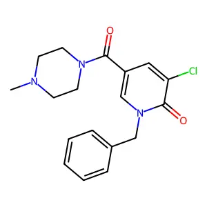 1-benzyl-3-chloro-5-[(4-methylpiperazino)carbonyl]-2(1H)-pyridinone structure