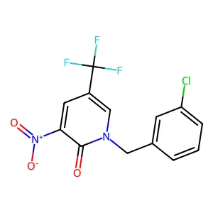1-(3-chlorobenzyl)-3-nitro-5-(trifluoromethyl)-2(1H)-pyridinone structure