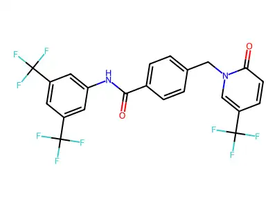 N-[3,5-bis(trifluoromethyl)phenyl]-4-{[2-oxo-5-(trifluoromethyl)-1(2H)-pyridinyl]methyl}benzenecarboxamide structure
