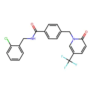 N-(2-chlorobenzyl)-4-{[2-oxo-5-(trifluoromethyl)-1(2H)-pyridinyl]methyl}benzenecarboxamide structure