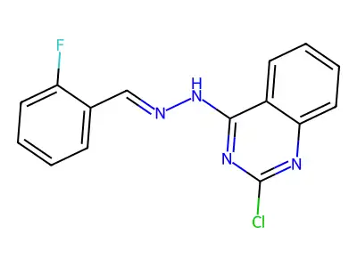 2-fluorobenzenecarbaldehyde N-(2-chloro-4-quinazolinyl)hydrazone structure