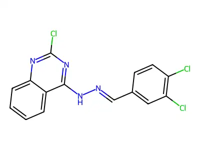 2-chloro-N-[(3,4-dichlorophenyl)methylideneamino]quinazolin-4-amine structure