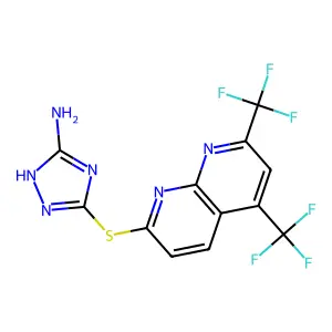3-{[5,7-bis(trifluoromethyl)[1,8]naphthyridin-2-yl]sulfanyl}-1H-1,2,4-triazol-5-amine structure
