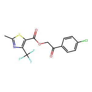 2-(4-chlorophenyl)-2-oxoethyl 2-methyl-4-(trifluoromethyl)-1,3-thiazole-5-carboxylate structure