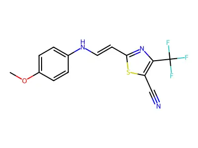 2-[2-(4-Methoxyanilino)ethenyl]-4-(trifluoromethyl)-1,3-thiazole-5-carbonitrile structure