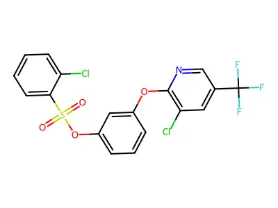 3-{[3-Chloro-5-(trifluoromethyl)-2-pyridinyl]oxy}phenyl 2-chlorobenzenesulfonate structure
