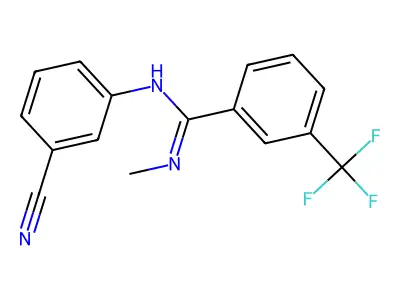N-(3-cyanophenyl)-N'-methyl-3-(trifluoromethyl)benzenecarboximidamide structure