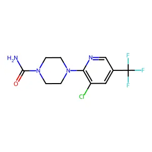 4-[3-chloro-5-(trifluoromethyl)-2-pyridinyl]tetrahydro-1(2H)-pyrazinecarboxamide structure