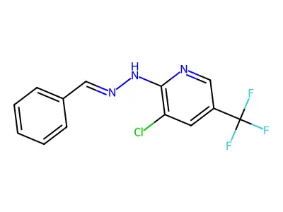 benzenecarbaldehyde N-[3-chloro-5-(trifluoromethyl)-2-pyridinyl]hydrazone structure