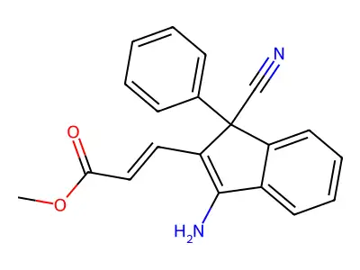 Methyl 3-(3-amino-1-cyano-1-phenylinden-2-yl)prop-2-enoate structure