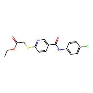 Ethyl 2-({5-[(4-chloroanilino)carbonyl]-2-pyridinyl}sulfanyl)acetate structure