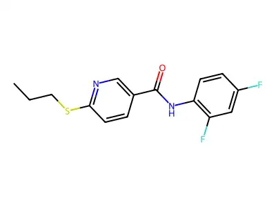 N-(2,4-difluorophenyl)-6-(propylthio)-3-pyridinecarboxamide structure