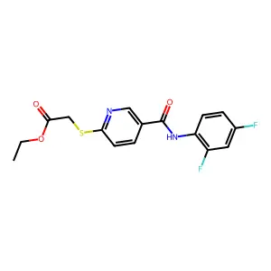 Ethyl 2-({5-[(2,4-difluoroanilino)carbonyl]-2-pyridinyl}sulfanyl)acetate structure