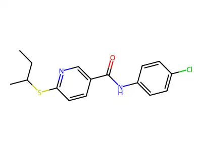 6-(sec-butylsulfanyl)-N-(4-chlorophenyl)nicotinamide structure