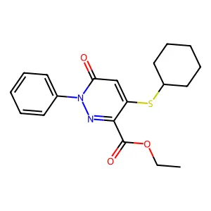 Ethyl 4-(cyclohexylsulfanyl)-6-oxo-1-phenyl-1,6-dihydro-3-pyridazinecarboxylate structure