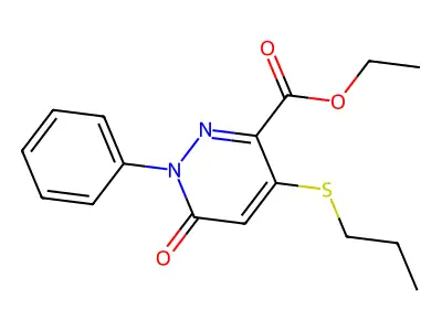 Ethyl 6-oxo-1-phenyl-4-(propylsulfanyl)-1,6-dihydro-3-pyridazinecarboxylate structure