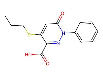 6-Oxo-1-phenyl-4-(propylsulfanyl)-1,6-dihydro-3-pyridazinecarboxylic acid structure