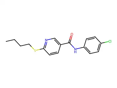 6-(butylsulfanyl)-N-(4-chlorophenyl)nicotinamide structure