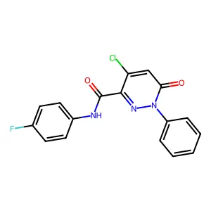 4-chloro-N-(4-fluorophenyl)-6-oxo-1-phenyl-1,6-dihydro-3-pyridazinecarboxamide structure