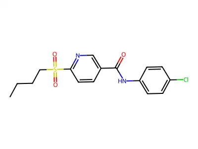 6-(butylsulfonyl)-N-(4-chlorophenyl)nicotinamide structure