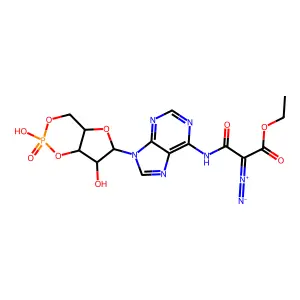 N(6)-(ethyl-2-diazomalonyl)adenosine 3'-5'-cyclic monophosphate structure