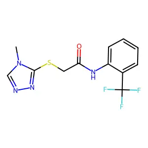 2-[(4-methyl-1,2,4-triazol-3-yl)sulfanyl]-N-[2-(trifluoromethyl)phenyl]acetamide structure