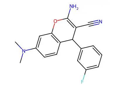 2-amino-7-(dimethylamino)-4-(3-fluorophenyl)-4H-chromene-3-carbonitrile structure