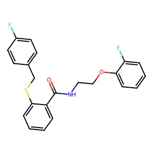 N-[2-(2-Fluorophenoxy)ethyl]-2-[[(4-fluorophenyl)methyl]thio]benzamide structure