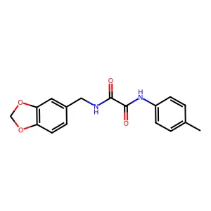 N-(1,3-benzodioxol-5-ylmethyl)-N'-(4-methylphenyl)oxamide structure