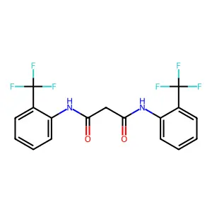 N,N'-bis[2-(trifluoromethyl)phenyl]propanediamide structure