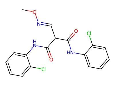 N,N'-bis(2-chlorophenyl)-2-(methoxyiminomethyl)propanediamide structure