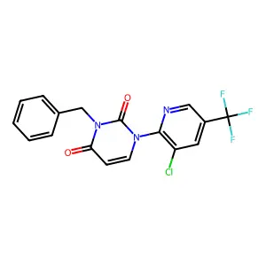3-benzyl-1-[3-chloro-5-(trifluoromethyl)-2-pyridinyl]-2,4(1H,3H)-pyrimidinedione structure