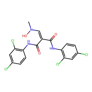N,N'-bis(2,4-dichlorophenyl)-2-{[hydroxy(methyl)amino]methylidene}propanediamide structure