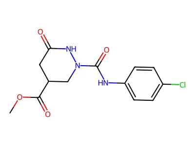 Methyl 2-((4-chloroanilino)carbonyl)-6-oxohexahydro-4-pyridazinecarboxylate structure