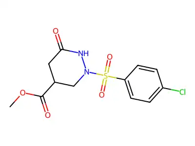 Methyl 2-[(4-chlorophenyl)sulfonyl]-6-oxohexahydro-4-pyridazinecarboxylate structure