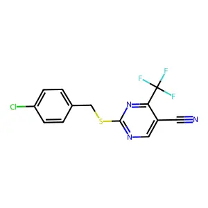 2-[(4-Chlorobenzyl)sulfanyl]-4-(trifluoromethyl)-5-pyrimidinecarbonitrile structure
