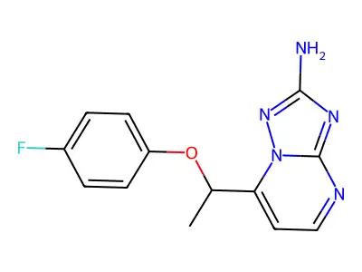 7-[1-(4-Fluorophenoxy)ethyl]-[1,2,4]triazolo[1,5-a]pyrimidin-2-amine structure