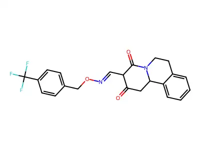2,4-dioxo-1,3,4,6,7,11b-hexahydro-2H-pyrido[2,1-a]isoquinoline-3-carbaldehyde O-[4-(trifluoromethyl)benzyl]oxime structure