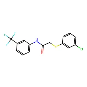 2-[(3-chlorophenyl)sulfanyl]-N-[3-(trifluoromethyl)phenyl]acetamide structure