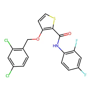 3-[(2,4-dichlorophenyl)methoxy]-N-(2,4-difluorophenyl)thiophene-2-carboxamide structure