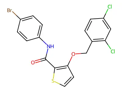 N-(4-bromophenyl)-3-[(2,4-dichlorophenyl)methoxy]thiophene-2-carboxamide structure