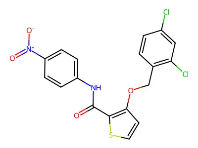 3-[(2,4-dichlorophenyl)methoxy]-N-(4-nitrophenyl)thiophene-2-carboxamide structure